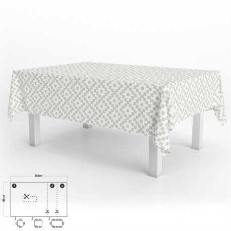 Mantel Hule Rectangular ZigZag Impermeable Antimanchas PVC 140x250 cm. Recortable Uso Interior y Exterior