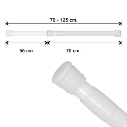 Barra Para Cortina Ducha Extensible Aluminio Blanco 70 a 125 cm.