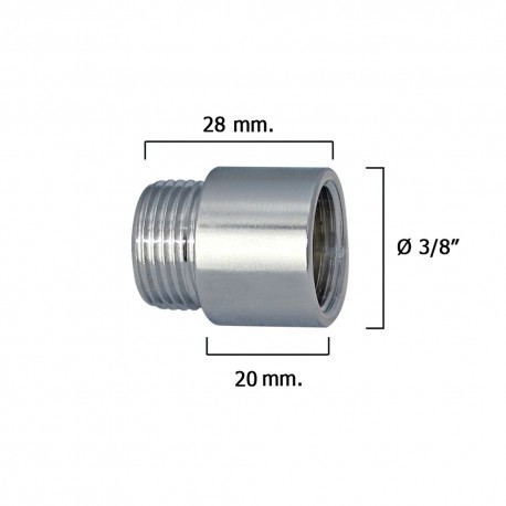 Alargadera Redonda Cromo 3/8" x 20