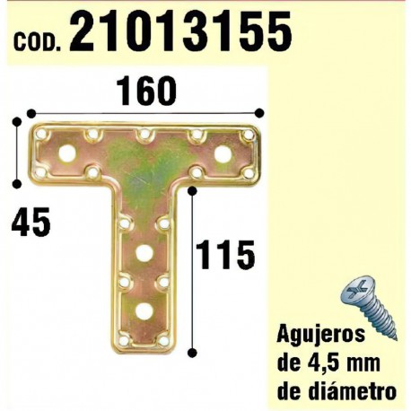 Soporte Para Madera Placa "T" Bicromatado 160 mm.