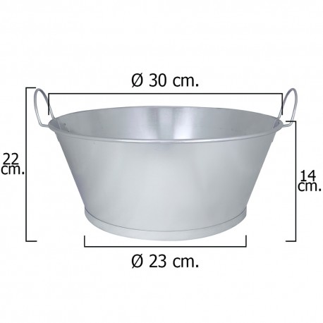 Barreño Galvanizado Baño 12" 30x14 cm. 6 Litros